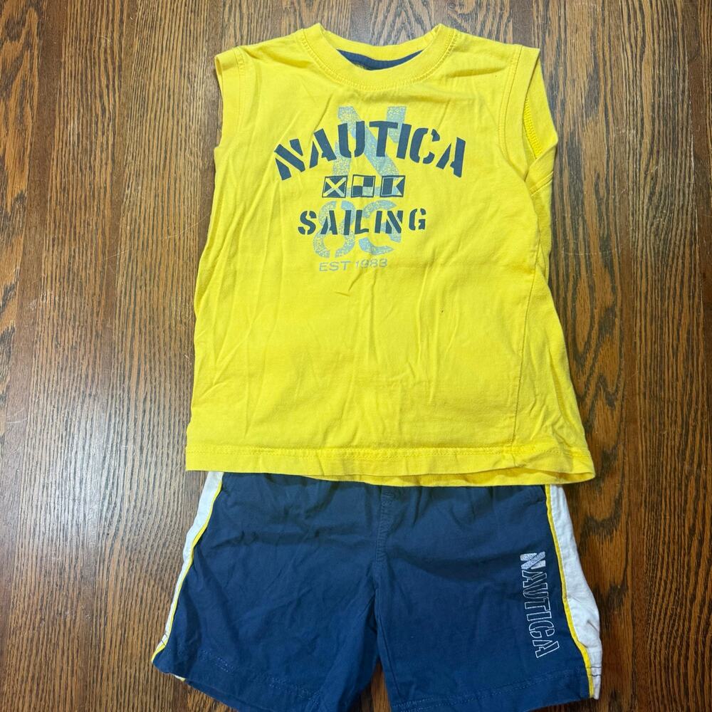 Nautica Boys 2-Piece Sailing Yellow Tank Top and Blue Short Set Cotton 4T